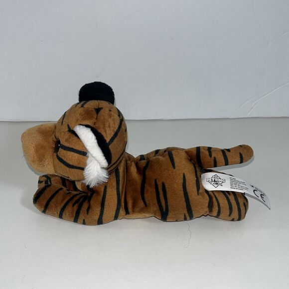 THE PETTING ZOO Small Striped Tiger Cat Plush Stuffed Animal Toy Laying Down 8” - Picture 5 of 7